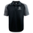 Introducing the Highlanders Rugby NC Elite Polo by EMB Canterbury, a stylish black and gray short-sleeve rugby shirt featuring a logo on the chest. Made from lightweight and durable Vapodri fabrics, this polo ensures comfort and performance both on and off the field.