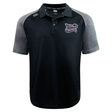 Valley Panthers Girls Rugby Elite Polo by Canterbury in black and gray, featuring a “Valley Almonds” logo on the left chest and a small white EMB Canterbury logo on the right shoulder. Made with lightweight, durable Vapodri fabric for optimal comfort and performance.