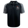 The Birmingham Iron Women's Football Elite Polo by EMB Canterbury features black and gray Vapodri fabric, a collar, branded logo on the left chest, and a small logo on the right shoulder.