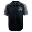 Lewis County Elks Elite Polo by EMB Canterbury—this black and gray short-sleeve shirt features an “ELKS” moose head logo on the left chest, constructed from Vapodri fabric for outstanding moisture wicking, with a button collar and EMB Canterbury logos on the shoulders.