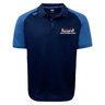 The USA Para Powerlifting Elite Polo by EMB Canterbury features navy and light blue Vapodri fabric, lightweight durable construction, a "USA Para Powerlifting" logo on the left chest, and a "CCC" logo on the right shoulder.