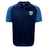 The Milwaukee Barbarians Rugby Elite Polo by EMB Canterbury is a navy and light blue short-sleeve shirt with a collar, button placket, moisture-wicking Vapodri fabric, and the team logo on the left chest.