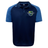 The Kingwood Rugby Elite Polo by EMB Canterbury in navy and light blue features Vapodri fabric for moisture wicking, plus an embroidered crest on the left chest and logo on the right shoulder.