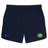 The Carmel Rugby Elite Woven Shorts by Canterbury, in navy blue, showcase the Canterbury logo on the left and a yellow "Armen Rugby" badge on the right, providing lightweight comfort and flexibility.