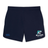 The NC Rugby Academy - Megalodons Elite Woven Short by EMB Canterbury features zippered pockets, a blue Canterbury logo, and the Megalodons Rugby Academy logo—ideal for training or daily comfort.