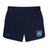 The Minneapolis Mayhem Rugby Elite Woven Short by EMB Canterbury features a navy blue design with the Minneapolis Mayhem Rugby logo on the right leg, a small Canterbury logo on the left leg, and convenient zippered pockets—making them perfect training shorts for your active routine.