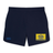 Berkeley RFC Elite Woven Short by Canterbury in navy, featuring a bear logo on a yellow rectangle patch and an EMB Canterbury brand logo on the opposite leg.