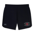 The Santa Rosa Youth Rugby Elite Woven Short by Canterbury, from EMB Canterbury, features a “Santa Rosa Youth Rugby” logo and rose graphic on the right leg with a subtle Canterbury logo on the left. Engineered for comfort and performance, these black gym training shorts include zippered pockets to securely store your essentials during every workout.