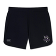 Cypress Warriors Men's Rugby Elite Woven Shorts by EMB Canterbury feature a small Canterbury logo on the left leg and a purple Cypress Warriors team emblem on the right leg.