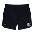 The SWFL Lady Hammerheads Elite Woven Short by WRS Canterbury features a small "Canterbury" logo on the left leg, an "Ovil Run Hammerheads Rugby" badge on the right, and zippered pockets for secure storage during workouts.
