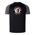Black and gray Liberty Lake Warriors Elite Training Tee by WRS Canterbury, showcasing the "Liberty Warriors Rugby Club" logo with a helmeted figure in the center. This shirt, crafted specifically for elite training, ensures performance and comfort with Vapodri fabrics that keep you cool and dry on the field.