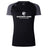 The Eastside Lions Women's Elite Training Tee by Canterbury from WRS Canterbury is a black and gray short-sleeve rugby shirt made from recycled polyester, showcasing a lion logo with "Eastside Lions Youth Rugby" on the front.