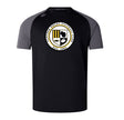 Introducing the UW-Milwaukee Elite Training Tee by WRS Canterbury, a lightweight and durable black and grey shirt featuring the logo of Panther Rugby Football Club, established in 1983, prominently centered on the front. Engineered with Vapodri fabrics for optimal training performance.