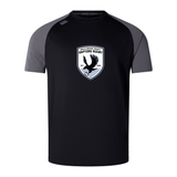 The South Orange County Raptors Elite Training Tee by WRS Canterbury features a black and gray short-sleeve design with a bold “Raptors Rugby” crest—showcasing an eagle and rugby ball—prominently displayed on the front. Crafted from durable Vapodri fabrics, this lightweight tee delivers elite comfort from the field to everyday wear.