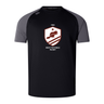 The WRS Canterbury West Potomac RFC Elite Training Tee is a black and gray shirt featuring the team logo, beaver graphic, star, and 1963 on the chest—crafted by Canterbury for lightweight durability and lasting comfort.