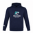 The NC Rugby Academy - Megalodons Club Lightweight Hoodie by Canterbury features a navy blue design, shark graphic, and "Megalodons NC Rugby Academy" text, plus a white Canterbury logo on the sleeve. Ideal for fans and players. Brand: WRS Canterbury.