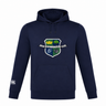 The Kingwood Rugby Club Lightweight Hoodie by WRS Canterbury is a navy blue hoodie with a shield-shaped crest on the chest and a white Canterbury Club logo on the left sleeve, custom made for team spirit and comfort.