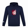 The Montgomery Bucks Griffins Club Lightweight Hoodie by Canterbury is a navy blue, lightweight hoodie with front pouch pocket, maroon and white MBRFC lion logo on the chest, and Canterbury branding on the left sleeve. Brand: WRS Canterbury.