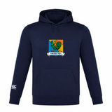 Custom-made navy blue Takoma Touch Rugby Club Lightweight Hoodie by Canterbury, featuring a central rooster crest and a Canterbury logo on the right sleeve.