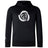 The Missoula All-Maggots Club Lightweight Hoodie by Canterbury from WRS Canterbury is a black hoodie featuring a white spiral shell graphic on the chest and a small white emblem on the right sleeve; it has a front pocket and drawstring hood, making it perfect as a custom-made Canterbury Club hoodie.