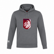 The Montgomery Bucks Griffins Club Lightweight Hoodie by WRS Canterbury is grey, lightweight, features a white and maroon lion crest with "MBRFC" on the chest, and has a small Canterbury Club logo on the left sleeve.