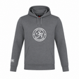 The Saint Anselm College Club Rugby Club Lightweight Hoodie by WRS Canterbury features a gray design, front kangaroo pocket, drawstrings, and a white circular "Saint Anselm Men's Club Rugby" logo on the chest. Stylish and comfortable custom clubwear.