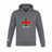 Introducing the SF CDME Rugby Club Lightweight Hoodie by Canterbury, from WRS Canterbury. This gray hoodie features a striking red cross with a blue center on the chest, "CDME RUGBY" text underneath, and a white logo on the left sleeve. Lightweight yet stylish, it's perfect for showing your team spirit while enjoying comfort and quality.