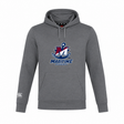Grey SUNY Maritime Men’s Rugby Club Lightweight Hoodie by Canterbury featuring a drawstring hood, front pouch pocket, and a Maritime Rugby logo on the chest.