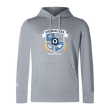 The Milwaukee Barbarians Rugby Club Lightweight Hoodie by Canterbury features the club crest and logo on the chest. This light gray hoodie is custom made by WRS Canterbury.