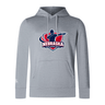 The Nebraska Rugby Referee Society Club Lightweight Hoodie by WRS Canterbury features a front pocket and the society logo in red, white, and blue on the chest. Made from durable polyester for comfort.
