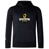 The Chicago Riot Club Lightweight Hoodie by WRS Canterbury is a custom, black lightweight hoodie featuring a yellow and white "Chicago Riot Rugby Football Club" chest logo and a small white logo on the left sleeve for comfort and style.
