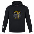The Spartan Youth Rugby Club Lightweight Hoodie by WRS Canterbury features a front pocket, Spartan helmet graphic, “SPARTAN YOUTH RUGBY” in yellow, and a white Canterbury sleeve logo—perfect for active youth.