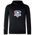 The SWFL Lady Hammerheads Club Lightweight Hoodie by Canterbury from WRS Canterbury features the team logo and a cartoon hammerhead shark for style, offering ultimate comfort in a black, lightweight design.