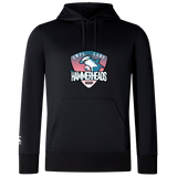 The SWFL Lady Hammerheads Club Lightweight Hoodie by Canterbury from WRS Canterbury features the team logo and a cartoon hammerhead shark for style, offering ultimate comfort in a black, lightweight design.