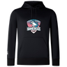 The SWFL Lady Hammerheads Club Lightweight Hoodie by Canterbury from WRS Canterbury features the team logo and a cartoon hammerhead shark for style, offering ultimate comfort in a black, lightweight design.