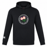 The Society of Iowa Rugby Referees Club Lightweight Hoodie by Canterbury is a black, custom-made hooded sweatshirt featuring a round logo with two pink flowers and the text “S.I.R.R. Schools of Iona Rugby Fide et Fortitudine.” This lightweight hoodie by WRS Canterbury also includes the Canterbury Club logo on the left sleeve.