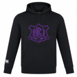 Black Western Carolina University Club Lightweight Hoodie by Canterbury featuring a purple rugby crest on the chest and a white logo on the right sleeve.