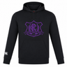 Black Western Carolina University Club Lightweight Hoodie by Canterbury featuring a purple rugby crest on the chest and a white logo on the right sleeve.