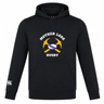 Black Mother Lode Club Lightweight Hoodie by Canterbury featuring a “Mother Lode Rugby” graphic with two crossed pickaxes and a rugby ball on the chest, and a logo on the right cuff.