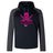 The SUNY Maritime Elite Training Hoody by WRS Canterbury seamlessly blends performance and comfort with eco-friendly materials. It features a black body paired with gray sleeves, adorned with a pink skull and crossbones design above the word "Mariners," making it the perfect standout piece for staying cozy on cooler days.