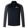 Introducing the Eastside Lions Women's Elite First Layer by Canterbury from EMB Canterbury. This stylish black and gray quarter-zip jacket displays the "Eastside Lions Youth Rugby" logo on the upper left chest. It's crafted with honeycomb fabric for superior comfort and incorporates VapoDri technology to enhance moisture-wicking, keeping you dry.
