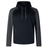 Introducing the Canterbury Elite Training Hoodie by Canterbury: a long-sleeve, black and gray hooded sweatshirt crafted from premium fabrics. Featuring drawstrings and zippered pockets, this comfortable and versatile hoodie is perfect for any activity.