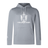 The Highlanders Rugby NC Club Lightweight Hoodie by WRS Canterbury in gray features a large central logo with a sword and shield, accompanied by the text "Highlanders Rugby" underneath. It includes long sleeves, a kangaroo pocket, and a drawstring hood adorned with the Canterbury logo.