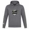 Gray lightweight ICRON Club Lightweight Hoodie by Canterbury with a kangaroo pocket, featuring a rugby-themed shield logo with the text “ICRON” on the chest.