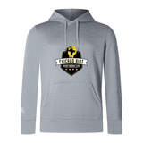 The Chicago Riot Club Lightweight Hoodie by WRS Canterbury features a custom light gray design with the team’s yellow fist and black shield logo on the front.