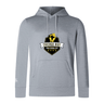 The Chicago Riot Club Lightweight Hoodie by WRS Canterbury features a custom light gray design with the team’s yellow fist and black shield logo on the front.