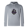 The Cypress Warriors Men's Rugby Club Lightweight Hoodie by WRS Canterbury features a light gray design with the 2024 warrior helmet logo on the chest and a small "C" on the left sleeve, custom made for Canterbury fans.