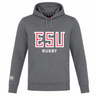 The WRS Canterbury East Stroudsburg University Club Lightweight Hoodie features "ESU RUGBY" in bold white/red on the front and a Canterbury Club white logo on the left sleeve.