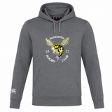 The Hornets Rugby Club 1977 Club Lightweight Hoodie by Canterbury, from WRS Canterbury, is a gray lightweight hoodie custom made for Canterbury Club. It features a large hornet logo and the text "hornets RUGBY CLUB 1977" on the chest, along with a Canterbury logo on the left sleeve.