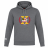 The Potomac Exiles Rugby Club Lightweight Hoodie by Canterbury, from WRS Canterbury, is a gray hooded sweatshirt featuring a vibrant emblem with state flags, a laurel wreath motif, and "2014" on the front. Inspired by classic Canterbury Club style, this lightweight hoodie delivers comfort and versatility for any casual occasion.